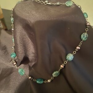 Green adventurine stone with hematite  Necklace - made by local artist